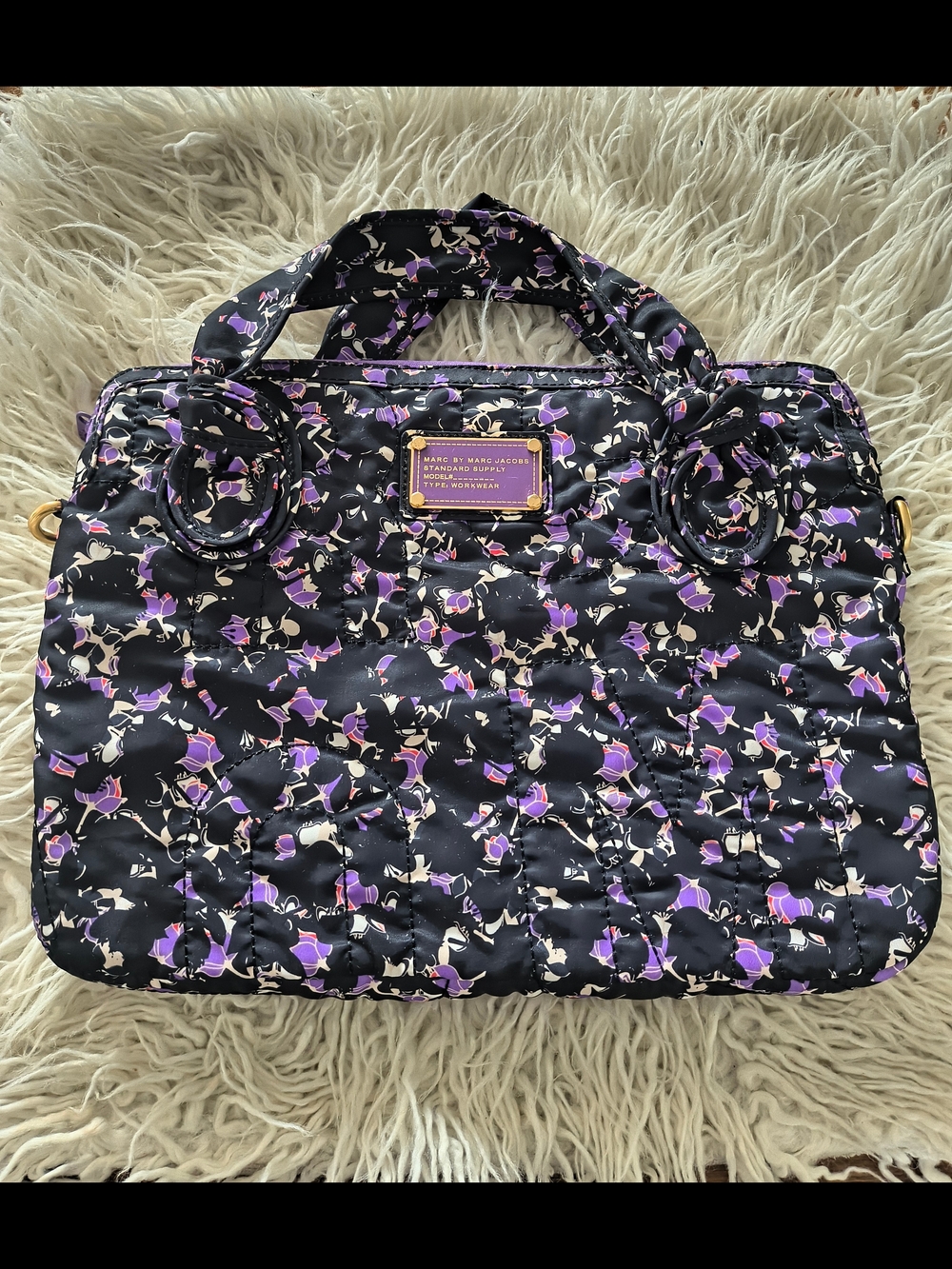 Marc by Marc Jacobs Black & Purple Quilted Tote